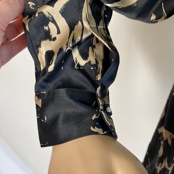 Ann May 100% silk bear print long sleeve blouse top size S - Picture 3 of 9